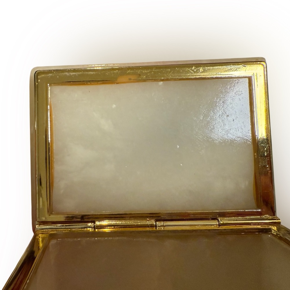 Vintage Alabaster Stone Jewelry Trinket Box with Floral Lid - Picture 6 of 14